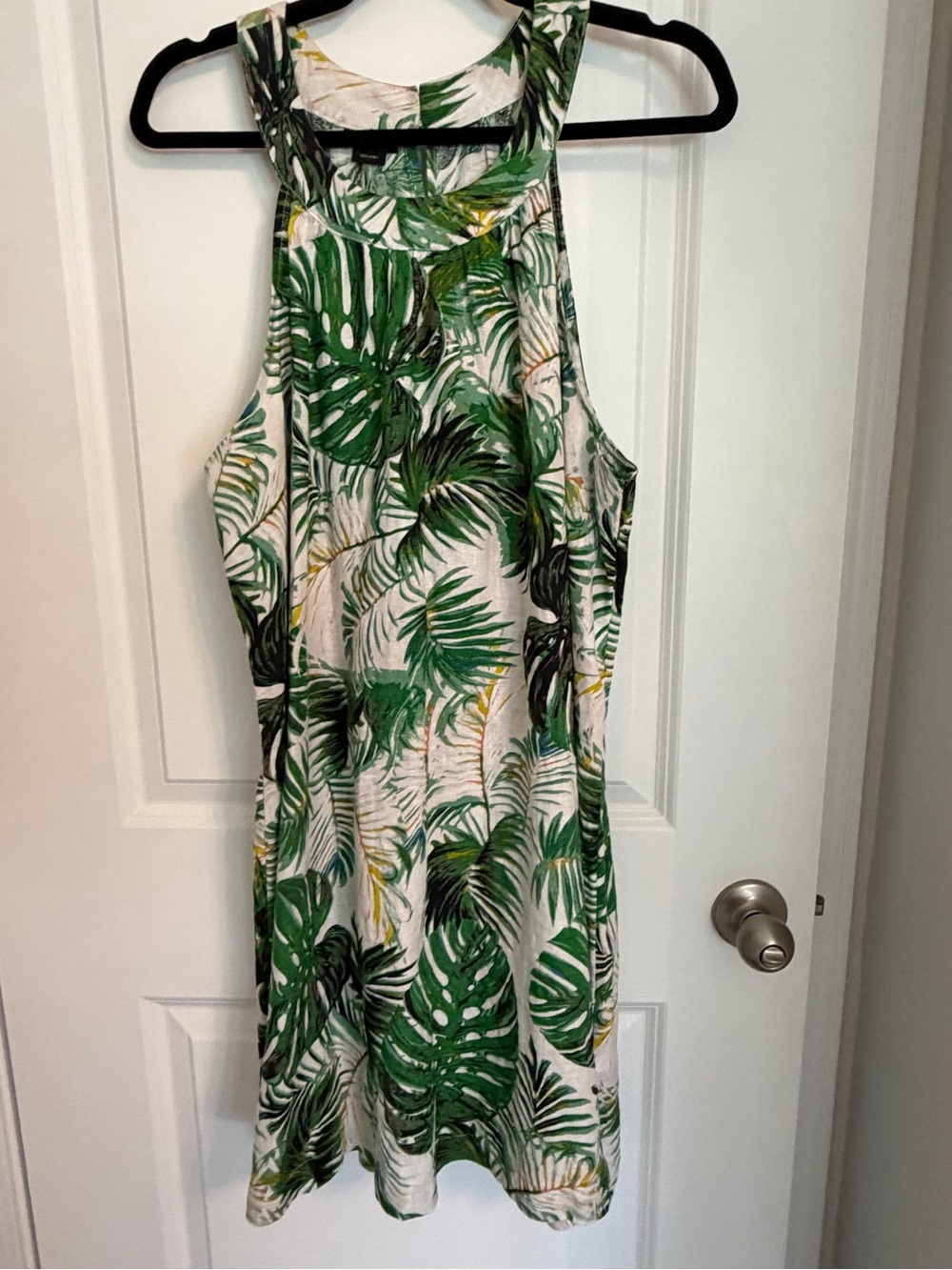 Tahari Green & White Tropical Linen Dress